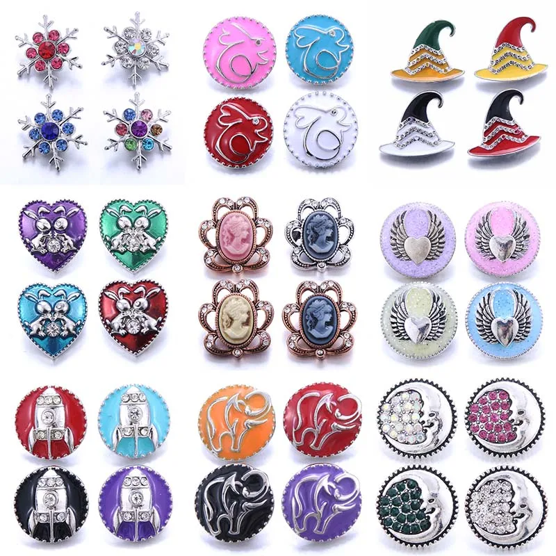 Color Crystal 18MM Snap Button Jewelry Women Fashion DIY Snap Button Bangle Necklace 5Pcs Mixed Accessories Gift Wholesale