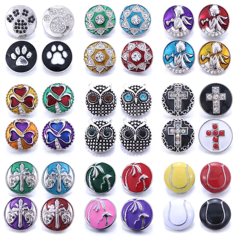 Color Crystal 18MM Snap Button Jewelry Women Fashion DIY Snap Button Bangle Necklace 5Pcs Mixed Accessories Gift Wholesale