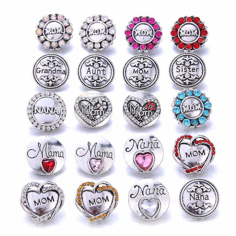 Color Crystal 18MM Snap Button Jewelry Women Fashion DIY Snap Button Bangle Necklace 5Pcs Mixed Accessories Gift Wholesale