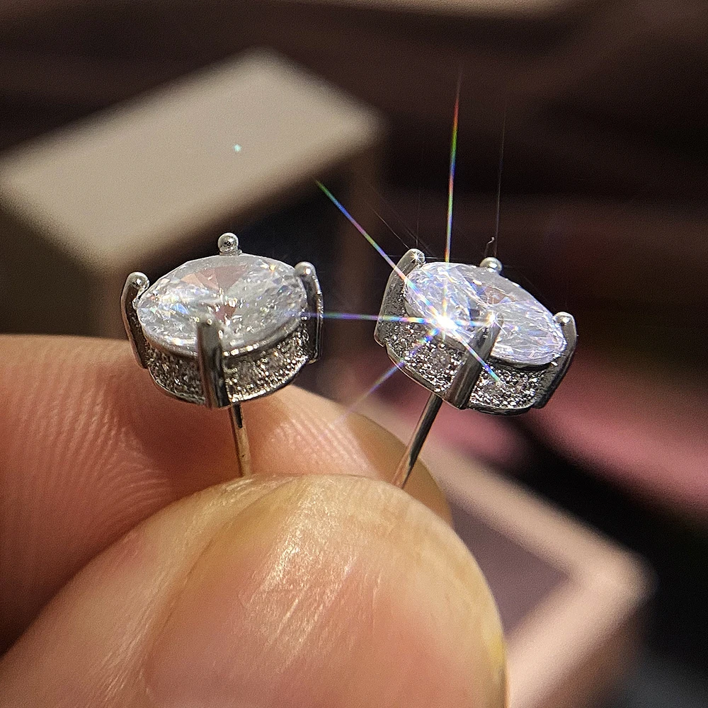 Huitan Luxury Silver Color Solitaire CZ Stud Earrings Versatile Style Birthday Lady Gift Delicate Women Earrings Classic Jewelry