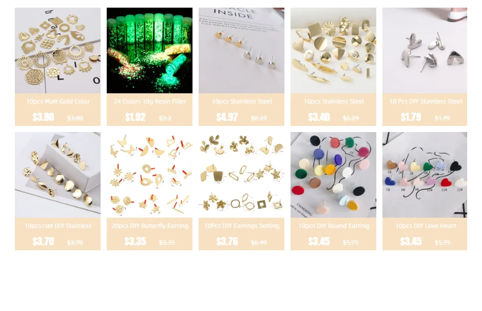10pcs 5pair Fashion Stainless Steel Earrings Golden Silver Color Round Hoop Earrings Fashion Jewelry Base Earring for Women Gift