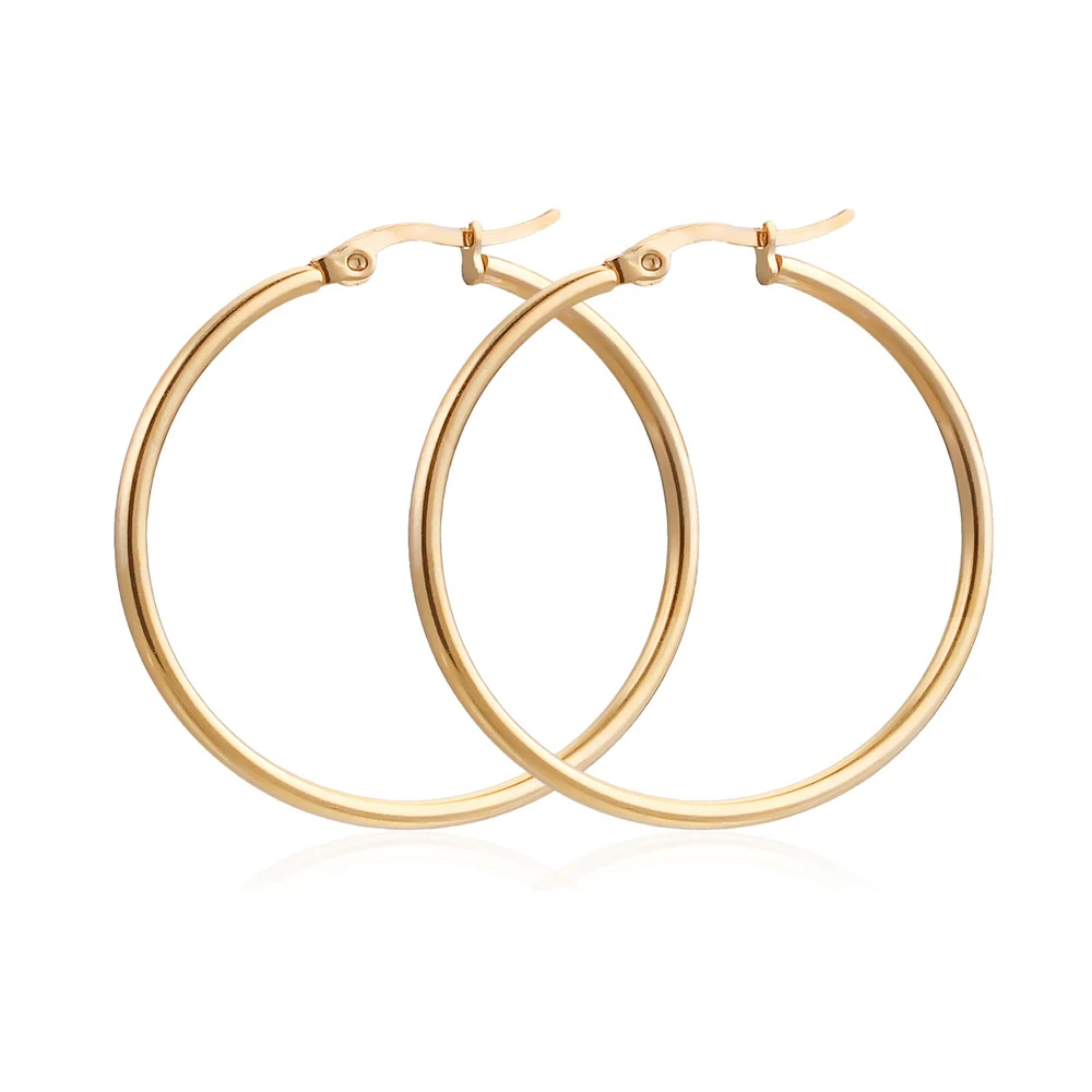 10pcs 5pair Fashion Stainless Steel Earrings Golden Silver Color Round Hoop Earrings Fashion Jewelry Base Earring for Women Gift