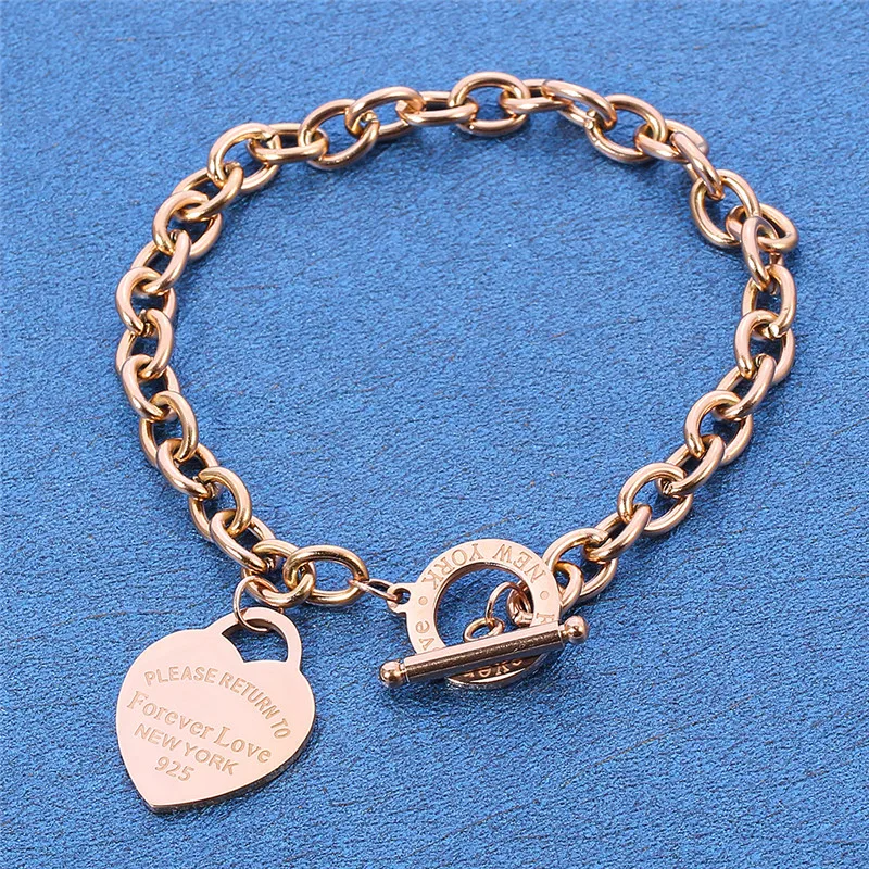 Stainless Steel Love Heart Bracelets For Women Party Jewelry Gift Fashion Joyas De Chain Charm Bracelets Homme Wholesale