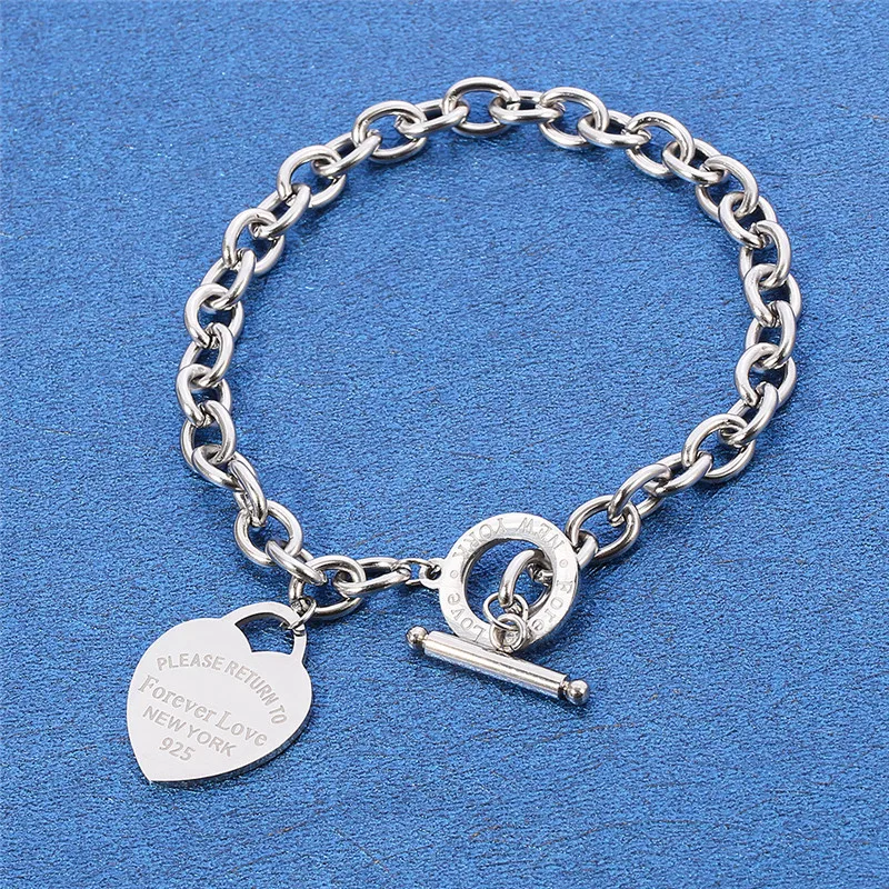 Stainless Steel Love Heart Bracelets For Women Party Jewelry Gift Fashion Joyas De Chain Charm Bracelets Homme Wholesale