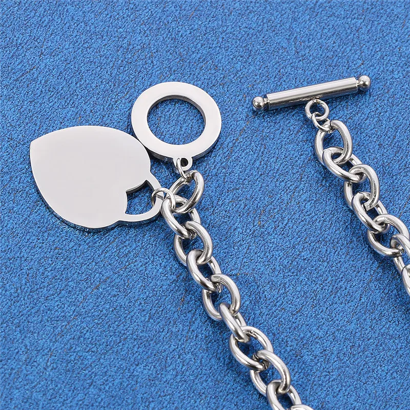 Stainless Steel Love Heart Bracelets For Women Party Jewelry Gift Fashion Joyas De Chain Charm Bracelets Homme Wholesale