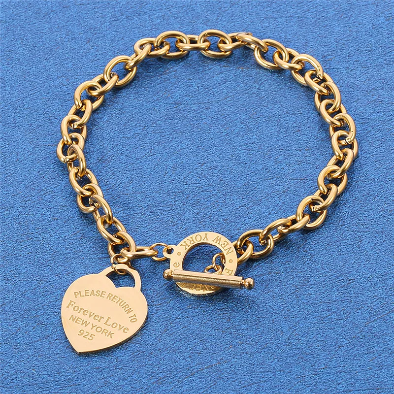 Stainless Steel Love Heart Bracelets For Women Party Jewelry Gift Fashion Joyas De Chain Charm Bracelets Homme Wholesale