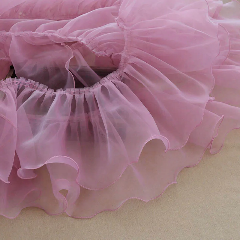 3 Meters/Lot 11 Colors 15-20cm Wide Organza Lace Curtains Purple Pink White Coral Pink Purple Gauze Pleated Lace X962