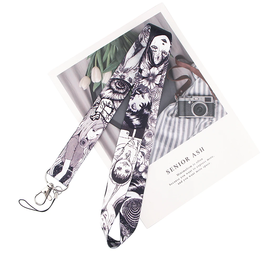 LX157 Horror Glamour Girl Anime Keychain Lanyard USB ID Card Badge Holder Neck Strap DIY Hang Rope Mobile Phone Accessories