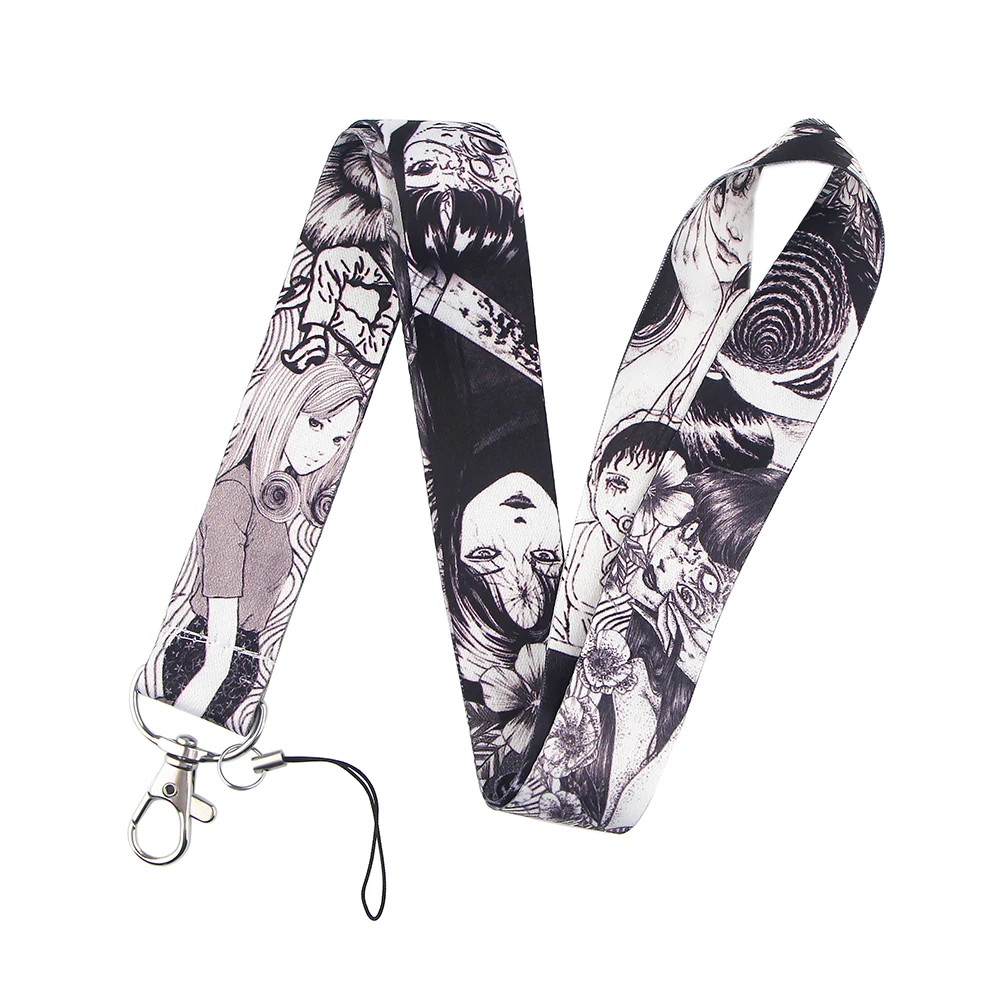 LX157 Horror Glamour Girl Anime Keychain Lanyard USB ID Card Badge Holder Neck Strap DIY Hang Rope Mobile Phone Accessories