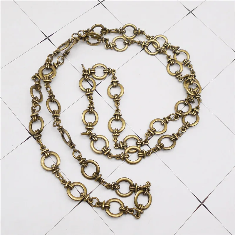 1Meter Bohemia Antique Silver Color Chain Bracelet Handbag Chain Necklace Women Vintage DIY Jewelry Chains Big Size