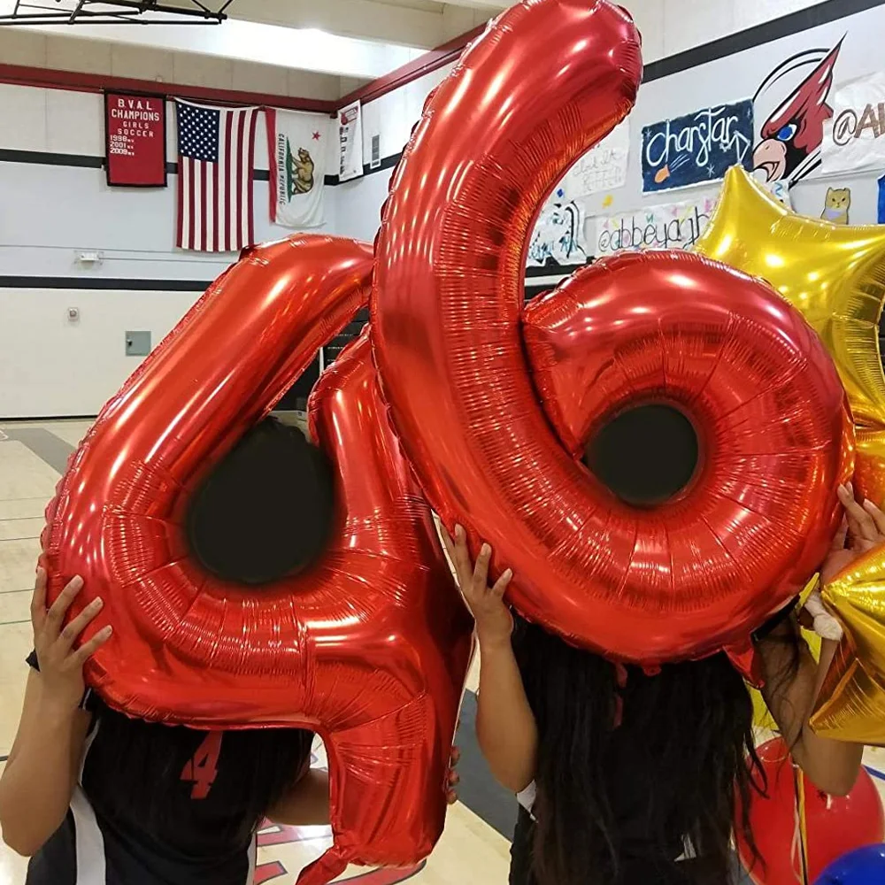 30 40inch Gradient Rose Red Big Number Foil Balloons 0 1 2 3 4 5 6 7 8 9 18 Years Old Birthday Party Wedding Party Decoration