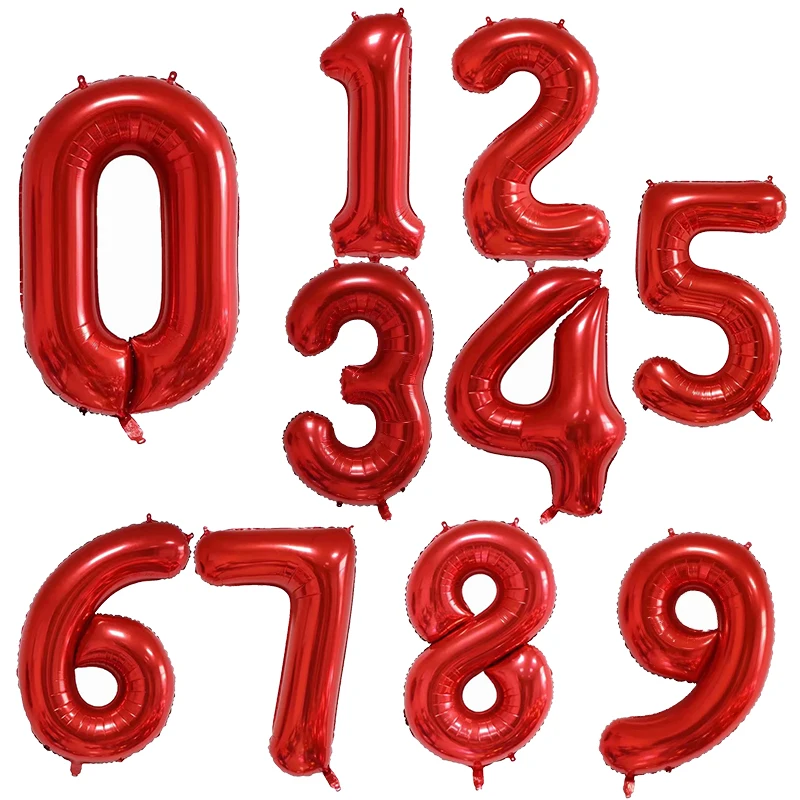 30 40inch Gradient Rose Red Big Number Foil Balloons 0 1 2 3 4 5 6 7 8 9 18 Years Old Birthday Party Wedding Party Decoration