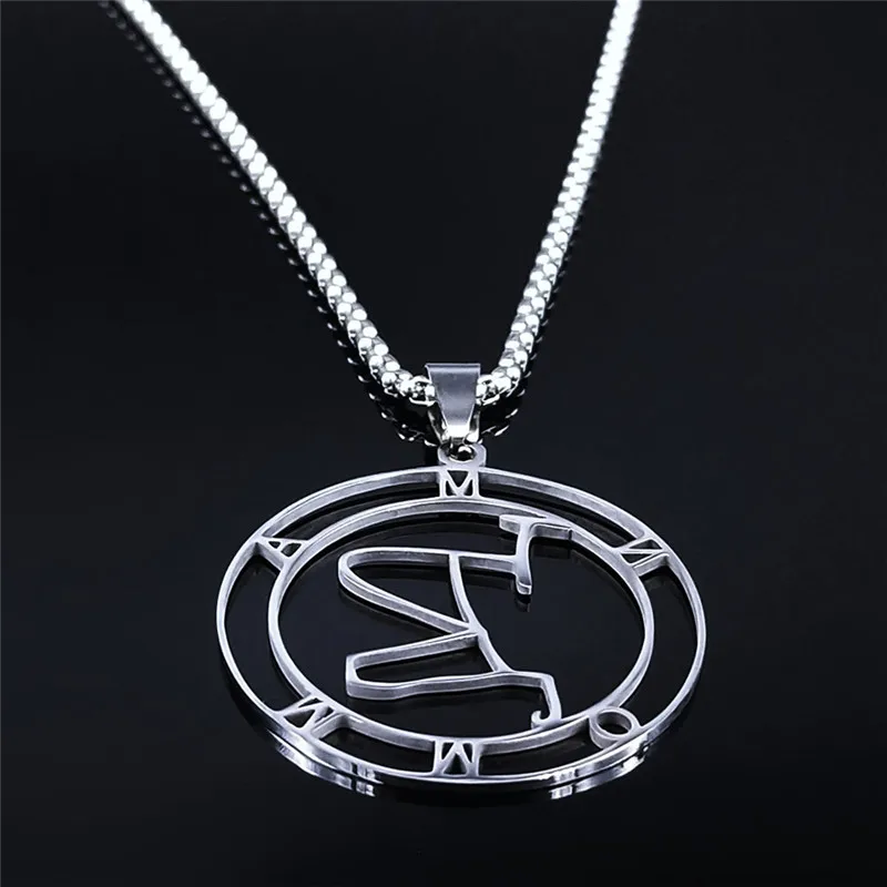 Wealth Mammon Stainless Steel Chain Necklaces for Women/Men Silver Color Round Pendant Necklace Jewelry Bijoux N3780S03