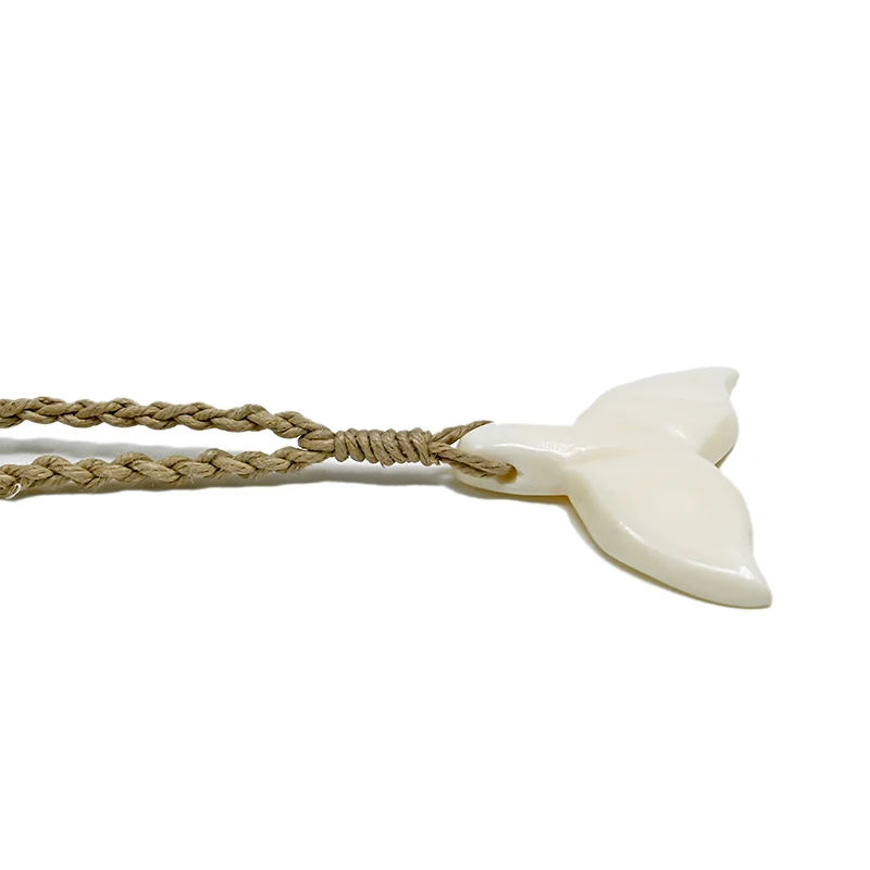NGX039 Man Jewelry New Zealand Maori Tribes Pendant Natural Bone Whale's Tail Hemp Rope Weaving Beach Leisure Surfing Necklace