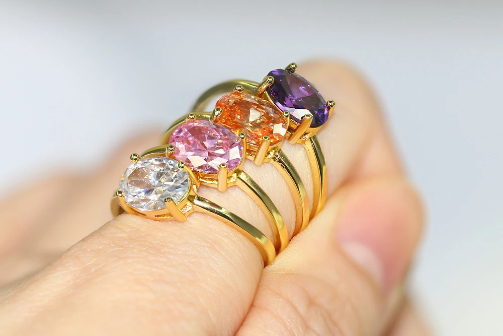 Wedding Engagement Dating Rings For Women Female Opal Gold Color Dainty Ring With Stone Fashion Y2k Jewelry Gift Wholesale R865