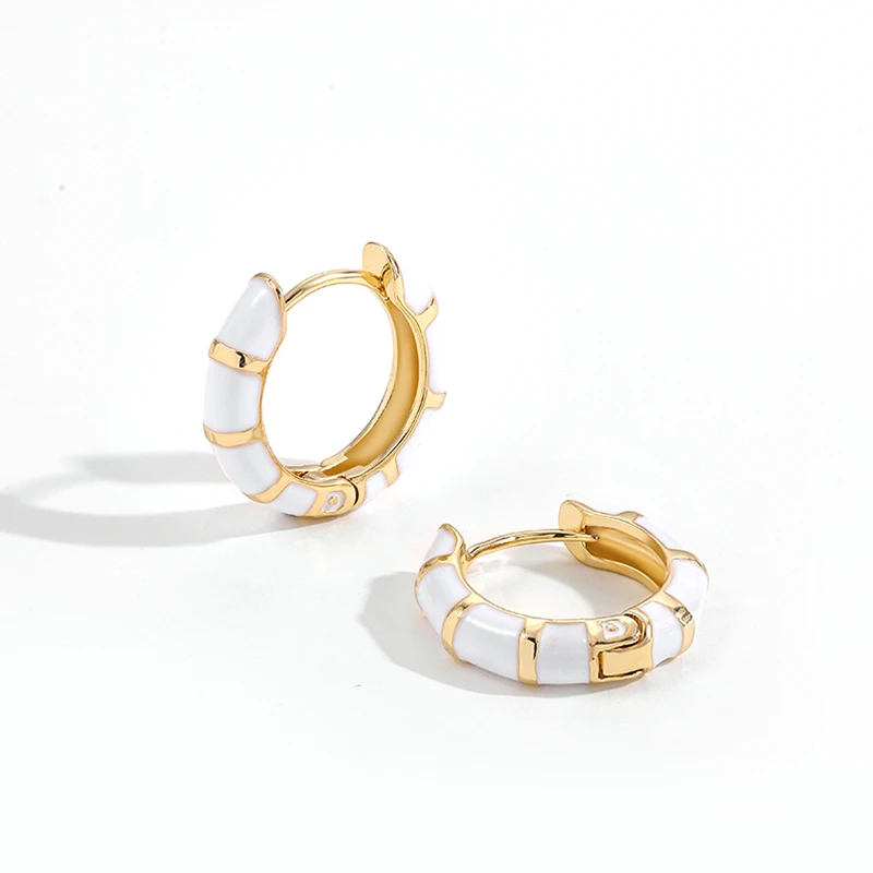 Vintage Enamel Flower Small Hoop Earrings Trendy Geometric Statement Round Circle Huggie Earring Fashion Jewelry Brincos
