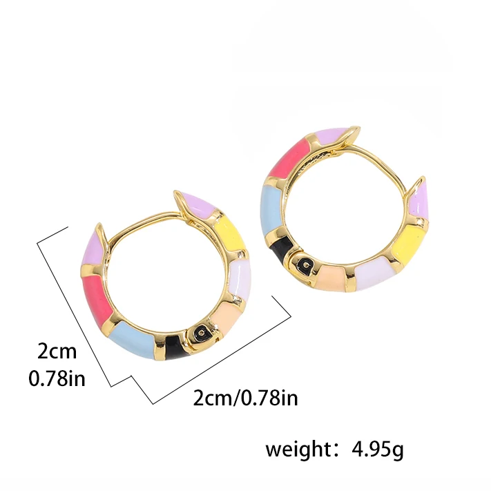 Vintage Enamel Flower Small Hoop Earrings Trendy Geometric Statement Round Circle Huggie Earring Fashion Jewelry Brincos