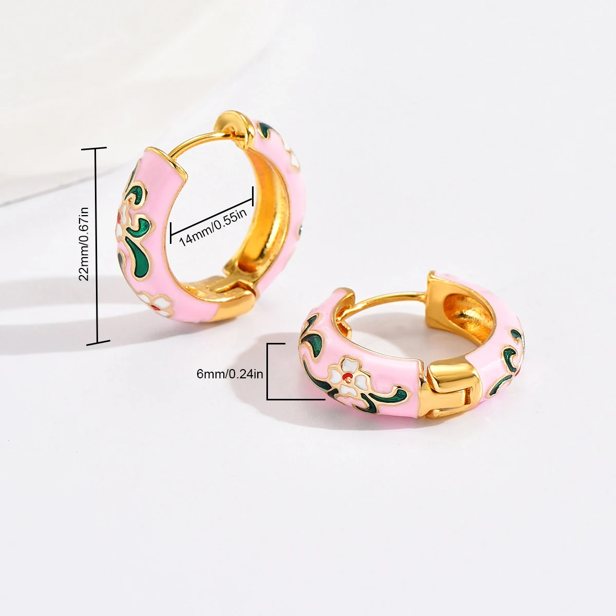 Vintage Enamel Flower Small Hoop Earrings Trendy Geometric Statement Round Circle Huggie Earring Fashion Jewelry Brincos