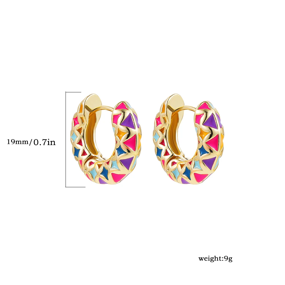 Vintage Enamel Flower Small Hoop Earrings Trendy Geometric Statement Round Circle Huggie Earring Fashion Jewelry Brincos