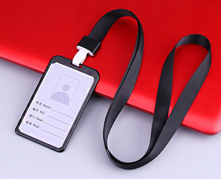 Men Women Business Bank Credit Card Holder Name ID Card Cover Work Card Holders with Lanyard Metal Work Identity Badge Case