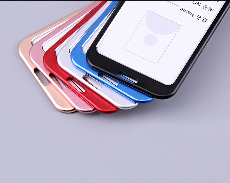 Men Women Business Bank Credit Card Holder Name ID Card Cover Work Card Holders with Lanyard Metal Work Identity Badge Case