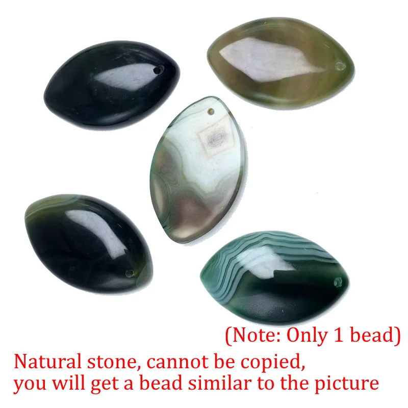Natural Stone Purple Green Blue Black Striped Agates Beads Marquise Cabochons Stone Pendant 28x45mm For Jewelry Making