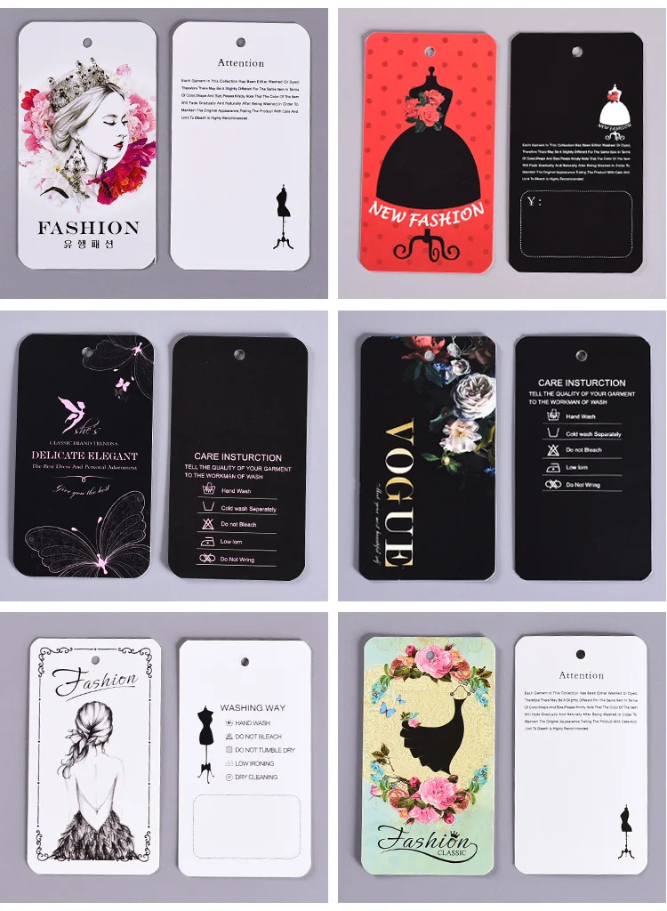 300gsm coated paper garment Clothing Clothes Hanging Tags Swing Tags Brand Name Labels Fashion Design Stock Cards Wholesale