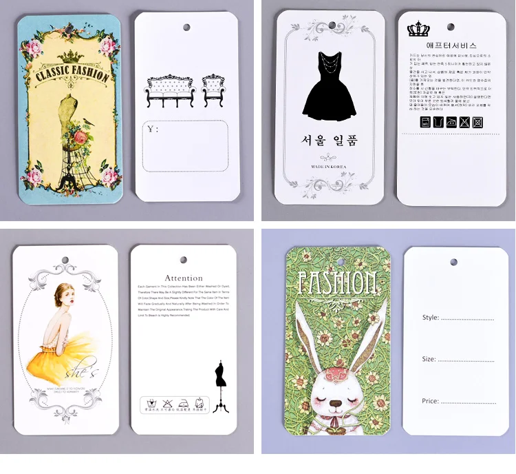 300gsm coated paper garment Clothing Clothes Hanging Tags Swing Tags Brand Name Labels Fashion Design Stock Cards Wholesale