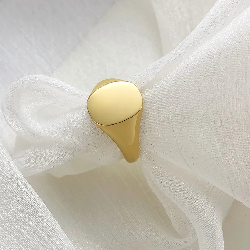 Round Top Signet Ring Womens Stainless Steel Metal Pinky Rings Minimalist Everyday Jewelry Gift