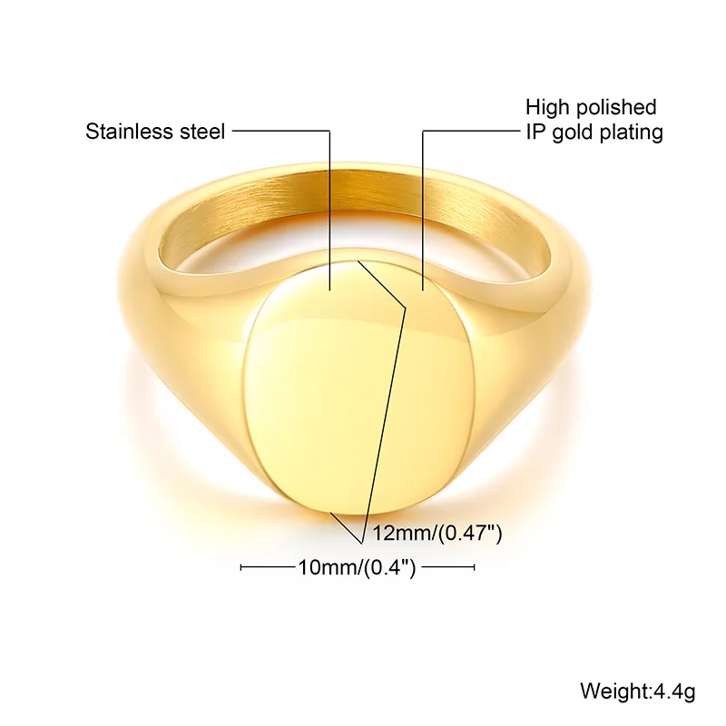 Round Top Signet Ring Womens Stainless Steel Metal Pinky Rings Minimalist Everyday Jewelry Gift