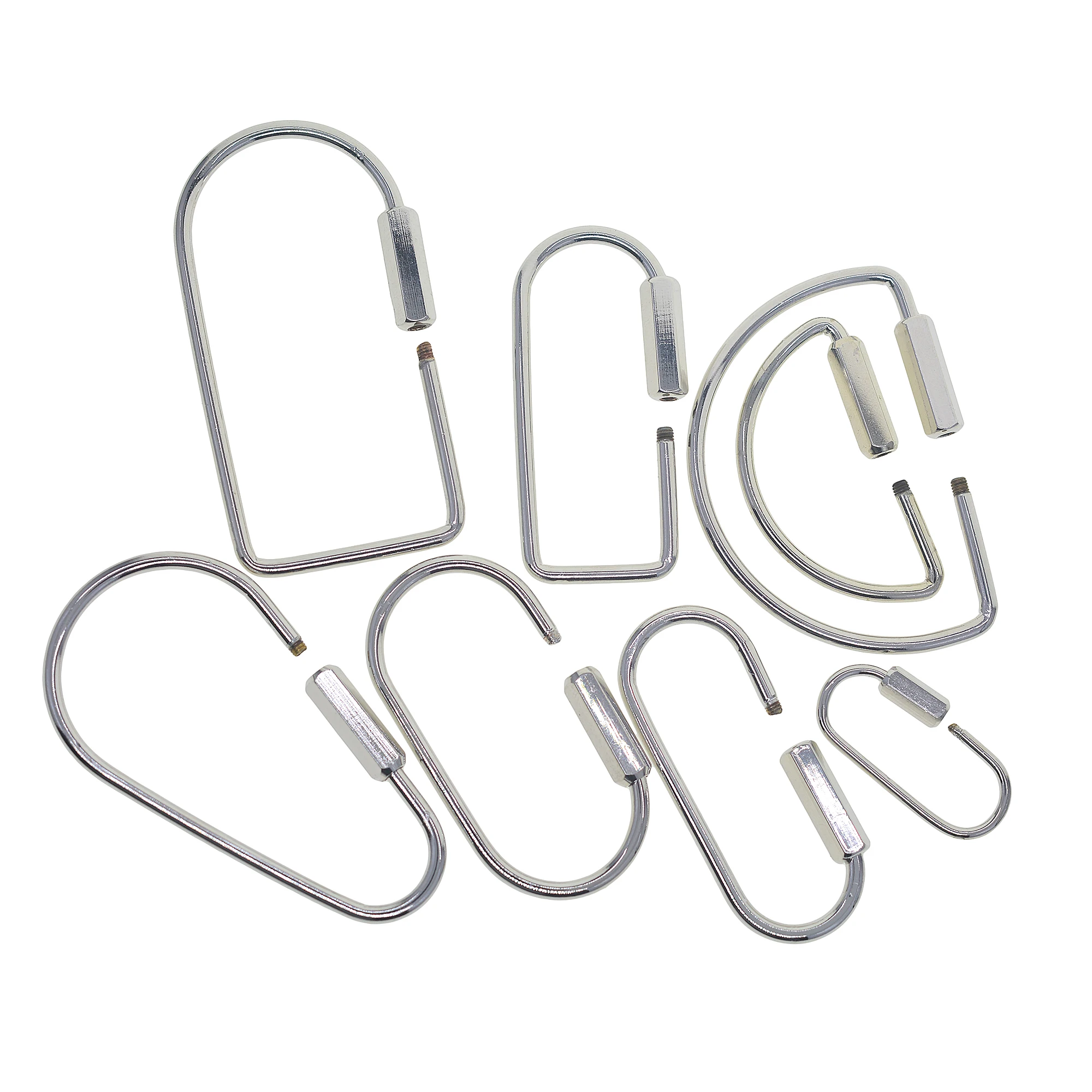 8 Style Stylish Simple Design Silver Plate Brass Oval Drop Rectangle Screw Locking Carabiner Key Ring Keychain EDC Gift