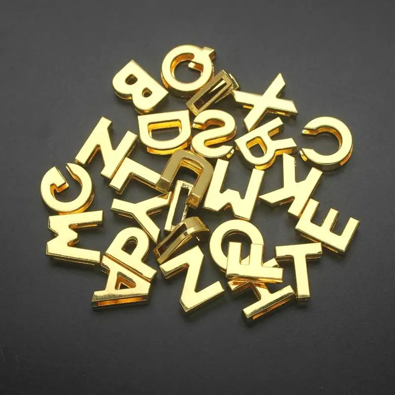 130pc/lot Hole 10mm Slide Letter DIY Slide Charm Alloy ENGLISH Alphabet Fit For 10MM Wristband Bracelet Jewelrys