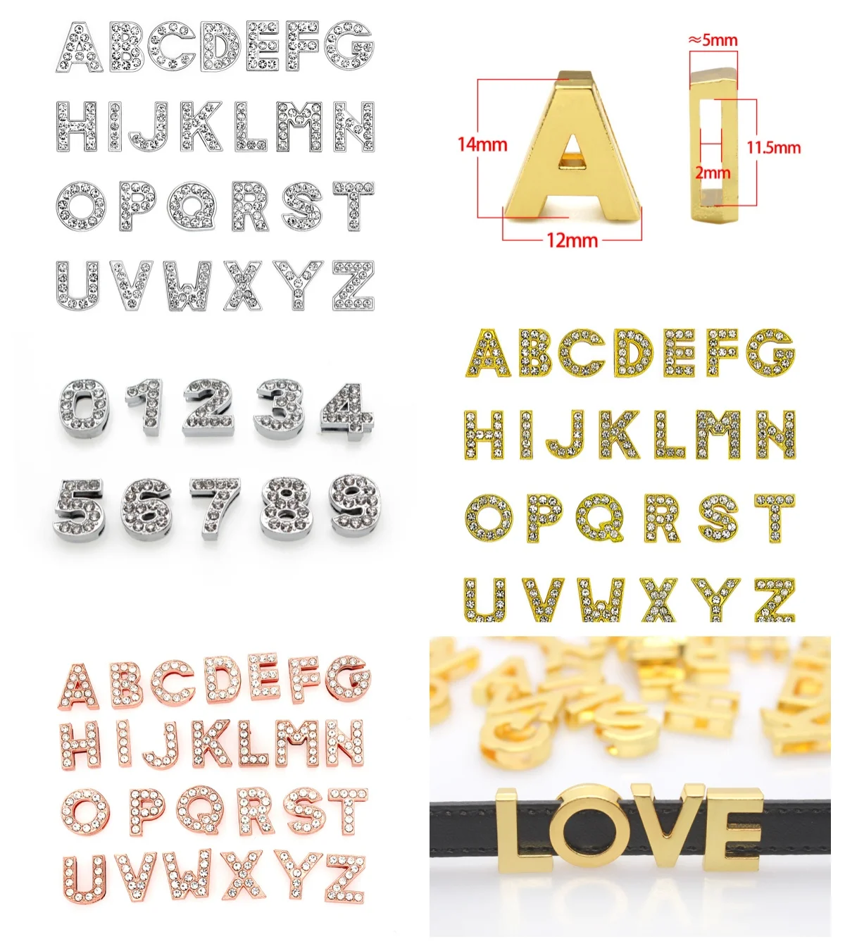130pc/lot Hole 10mm Slide Letter DIY Slide Charm Alloy ENGLISH Alphabet Fit For 10MM Wristband Bracelet Jewelrys
