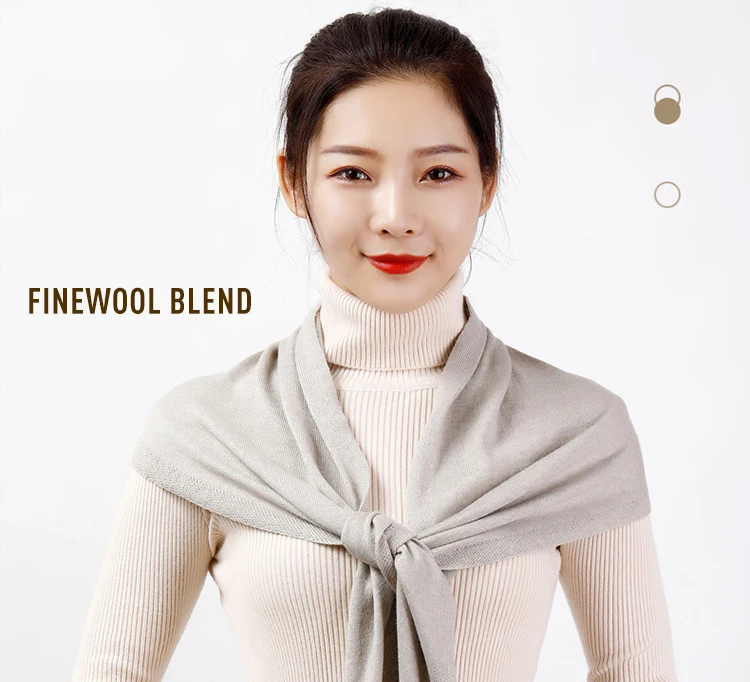 Women 160x40cm Triangle Scarf Shawl Wool Neck Warmer Solid Color Multipurpose Cowl Pashmina Female Soft Spring Knit Accessories