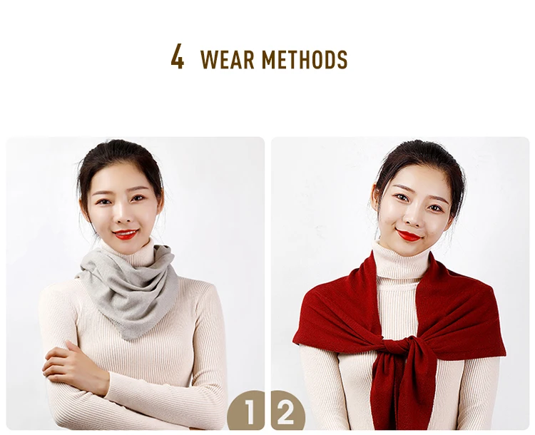 Women 160x40cm Triangle Scarf Shawl Wool Neck Warmer Solid Color Multipurpose Cowl Pashmina Female Soft Spring Knit Accessories