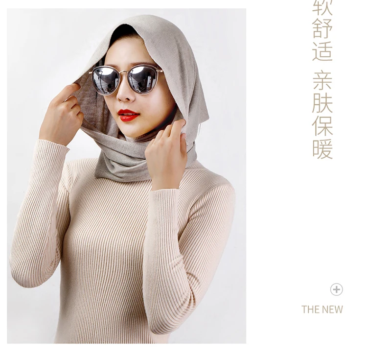 Women 160x40cm Triangle Scarf Shawl Wool Neck Warmer Solid Color Multipurpose Cowl Pashmina Female Soft Spring Knit Accessories