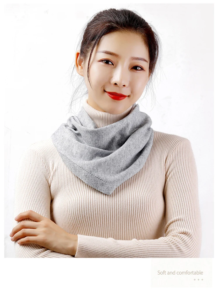 Women 160x40cm Triangle Scarf Shawl Wool Neck Warmer Solid Color Multipurpose Cowl Pashmina Female Soft Spring Knit Accessories