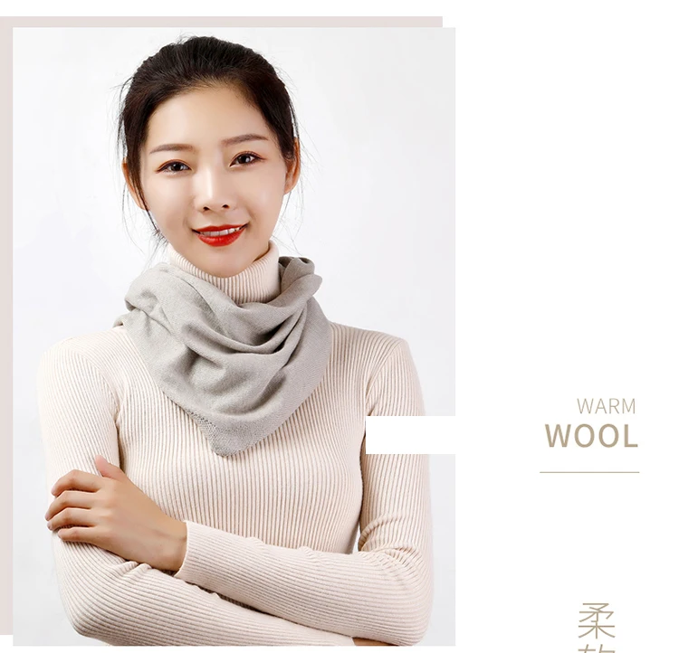 Women 160x40cm Triangle Scarf Shawl Wool Neck Warmer Solid Color Multipurpose Cowl Pashmina Female Soft Spring Knit Accessories