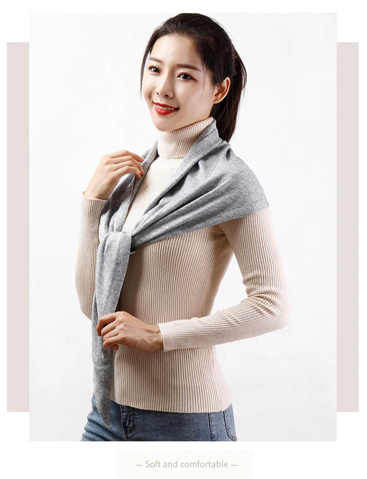 Women 160x40cm Triangle Scarf Shawl Wool Neck Warmer Solid Color Multipurpose Cowl Pashmina Female Soft Spring Knit Accessories