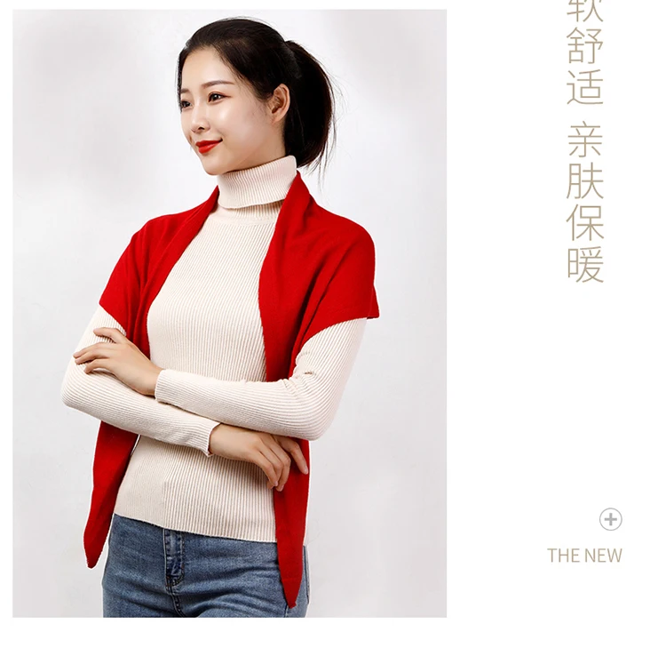Women 160x40cm Triangle Scarf Shawl Wool Neck Warmer Solid Color Multipurpose Cowl Pashmina Female Soft Spring Knit Accessories