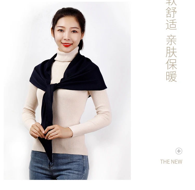 Women 160x40cm Triangle Scarf Shawl Wool Neck Warmer Solid Color Multipurpose Cowl Pashmina Female Soft Spring Knit Accessories