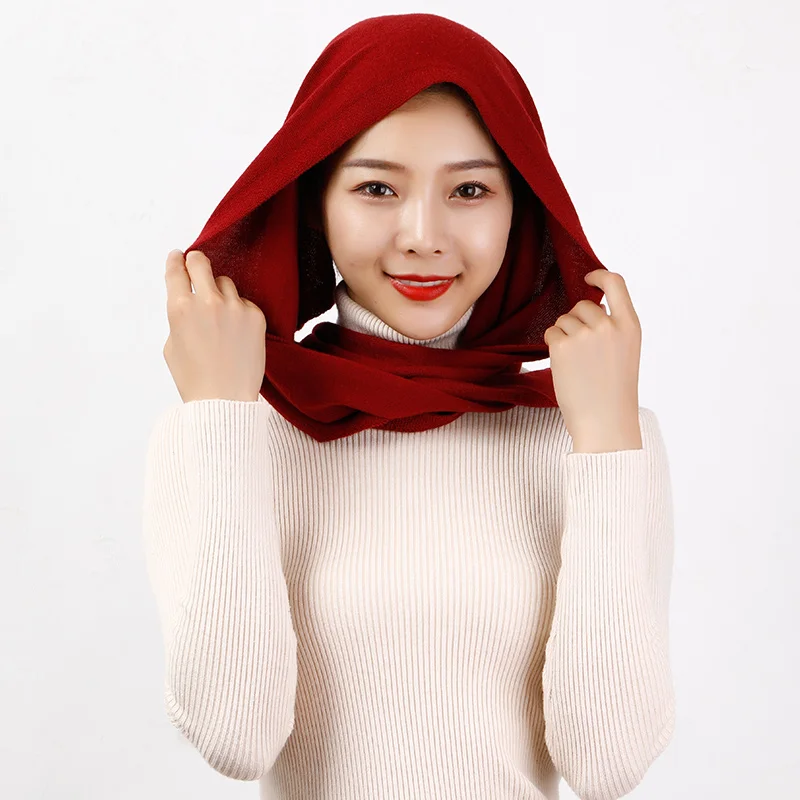 Women 160x40cm Triangle Scarf Shawl Wool Neck Warmer Solid Color Multipurpose Cowl Pashmina Female Soft Spring Knit Accessories