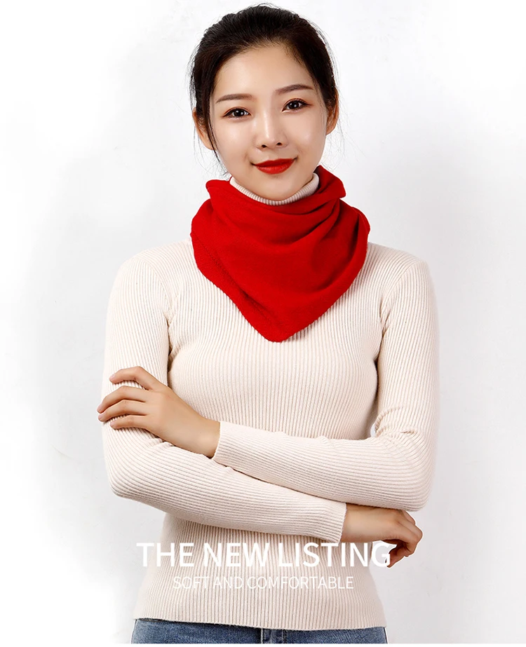 Women 160x40cm Triangle Scarf Shawl Wool Neck Warmer Solid Color Multipurpose Cowl Pashmina Female Soft Spring Knit Accessories