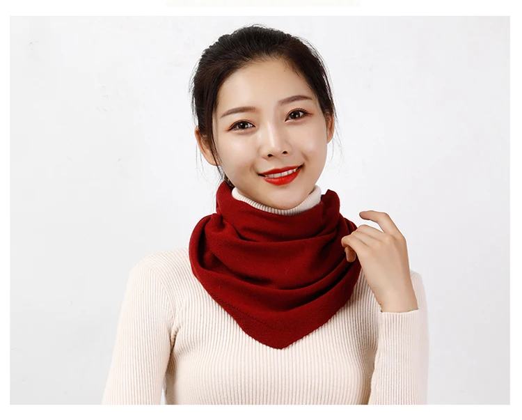 Women 160x40cm Triangle Scarf Shawl Wool Neck Warmer Solid Color Multipurpose Cowl Pashmina Female Soft Spring Knit Accessories