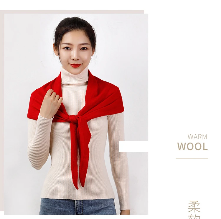 Women 160x40cm Triangle Scarf Shawl Wool Neck Warmer Solid Color Multipurpose Cowl Pashmina Female Soft Spring Knit Accessories