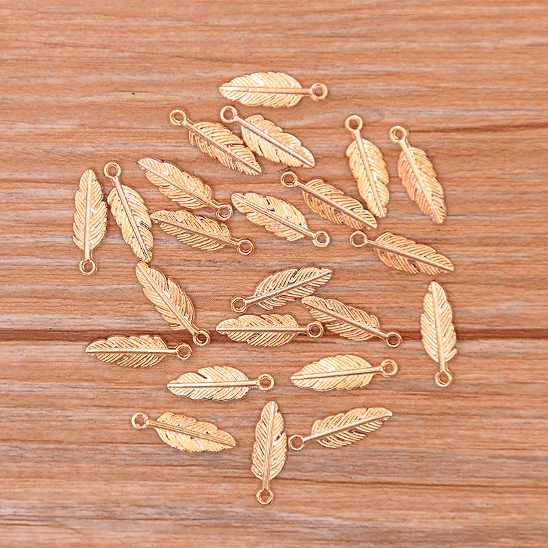 80Pcs 2023 New 5*15mm 9 Color Metal Zinc Alloy Two-sided MINI Leaves Charms Fit Jewelry Plant Pendant Makings DIY Handmade Craft