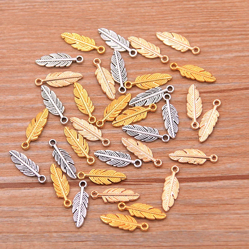 80Pcs 2023 New 5*15mm 9 Color Metal Zinc Alloy Two-sided MINI Leaves Charms Fit Jewelry Plant Pendant Makings DIY Handmade Craft