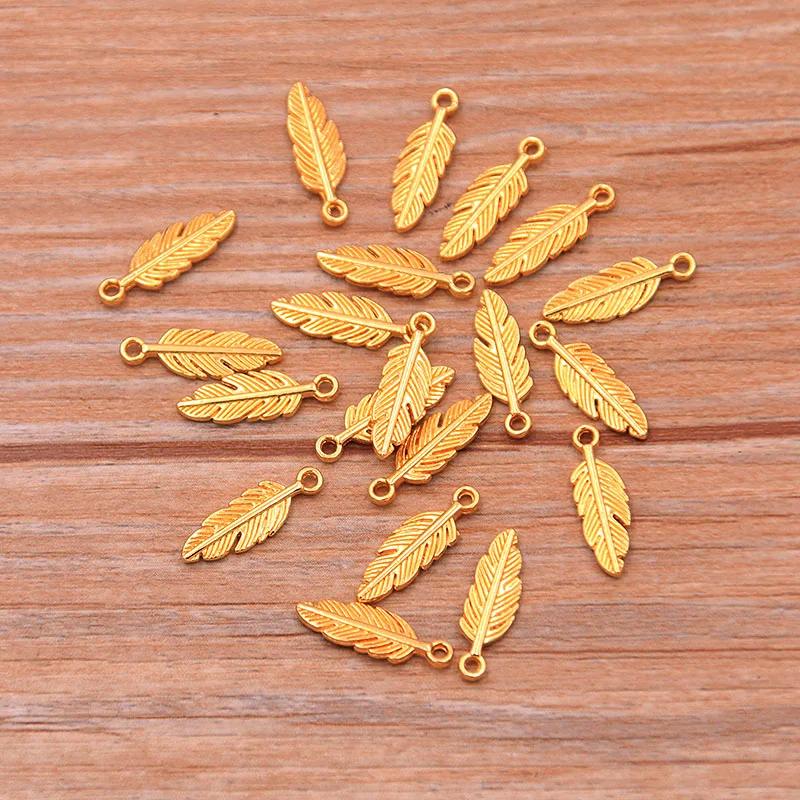 80Pcs 2023 New 5*15mm 9 Color Metal Zinc Alloy Two-sided MINI Leaves Charms Fit Jewelry Plant Pendant Makings DIY Handmade Craft
