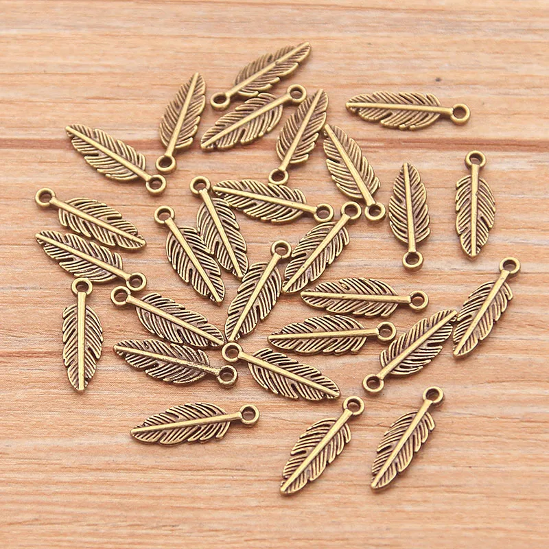 80Pcs 2023 New 5*15mm 9 Color Metal Zinc Alloy Two-sided MINI Leaves Charms Fit Jewelry Plant Pendant Makings DIY Handmade Craft