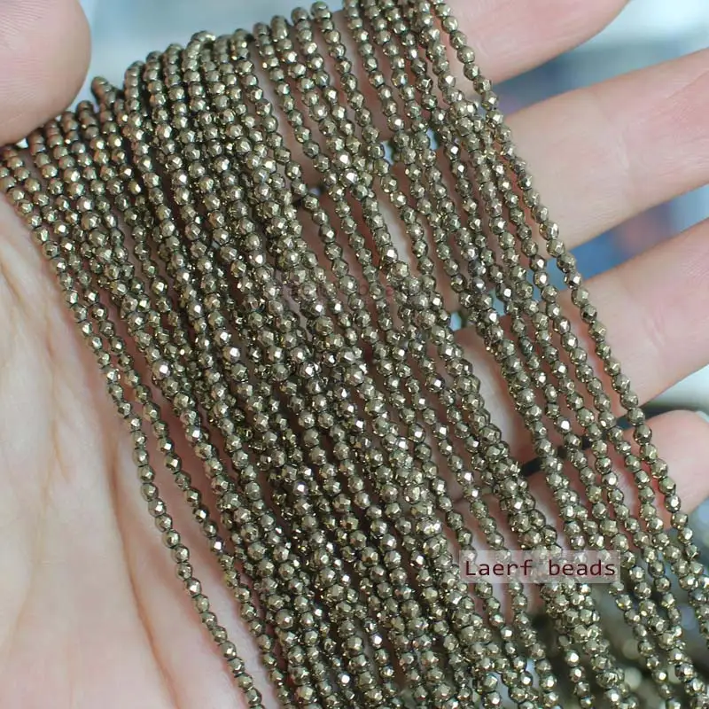 Natural Faceted Pyrite Round 2mm/3mm/4mm Loose Beads ,For DIY Jewelry Making !
